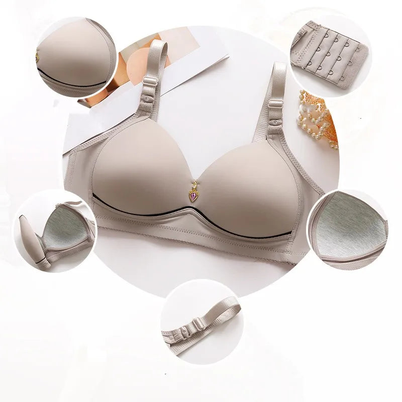 Nuevo sujetador de talla grande para mujer sin varillas, cómodo y transpirable, sujetador de reunión para mujer, correa ajustable, ropa interior de copa fina para mujer