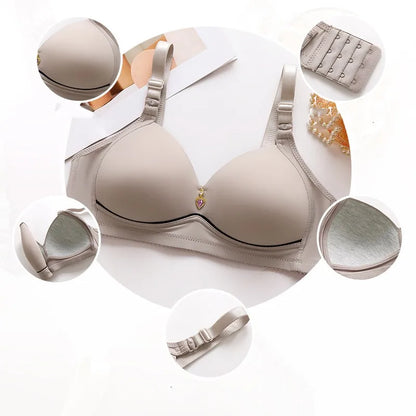 Nuevo sujetador de talla grande para mujer sin varillas, cómodo y transpirable, sujetador de reunión para mujer, correa ajustable, ropa interior de copa fina para mujer