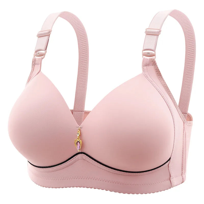 Nuevo sujetador de talla grande para mujer sin varillas, cómodo y transpirable, sujetador de reunión para mujer, correa ajustable, ropa interior de copa fina para mujer