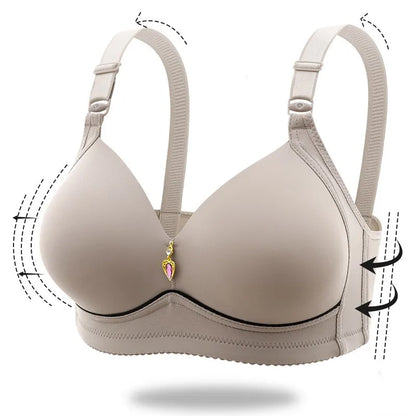 Nuevo sujetador de talla grande para mujer sin varillas, cómodo y transpirable, sujetador de reunión para mujer, correa ajustable, ropa interior de copa fina para mujer