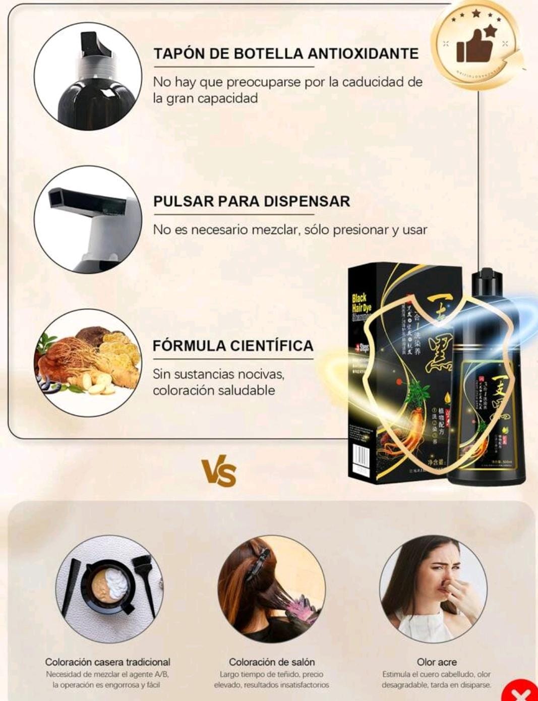SHAMPOO 3 EN 1 PARA TEÑIR CANAS 500ML