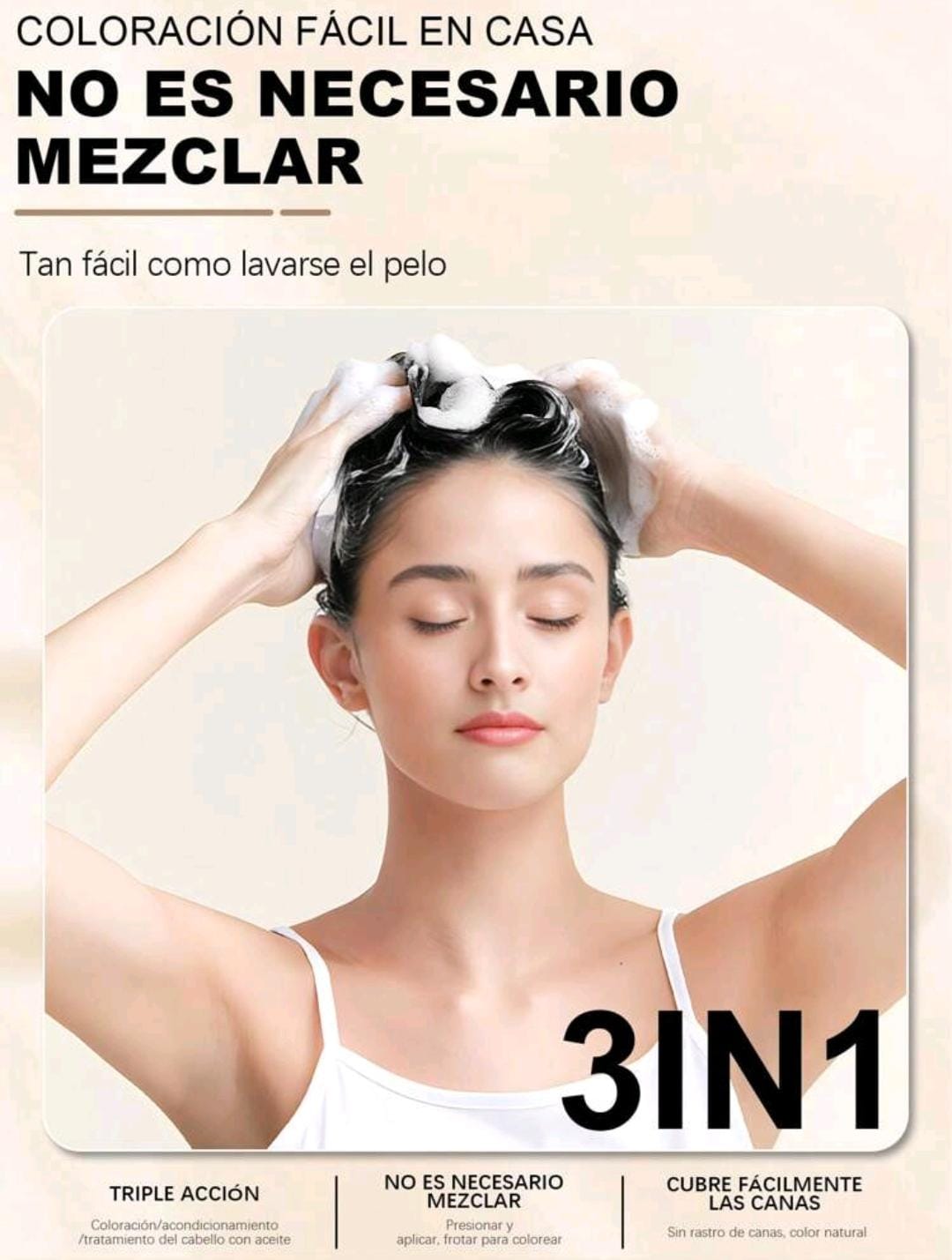SHAMPOO 3 EN 1 PARA TEÑIR CANAS 500ML